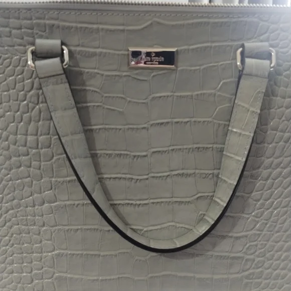 Kate Spade Gray Crocodile-Embossed Shoulder Bag - Picture 4 of 14
